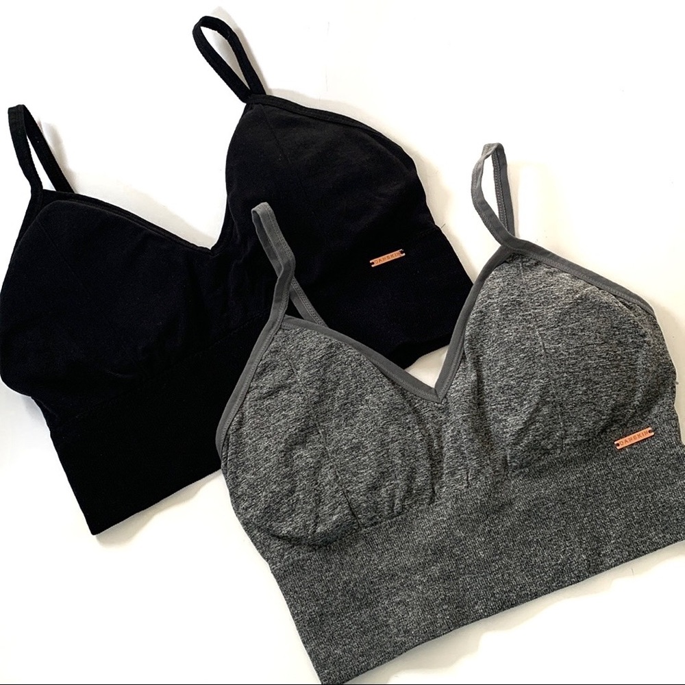 2 pack of Danskin Intimates black and grey vneck padded sports bra bralette